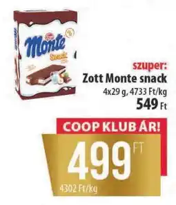 Coop ZOTT Monte snack ajánlat