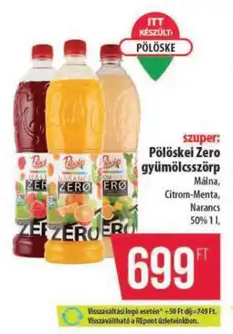 Coop Pölöskei Zero gyümölcsszörp ajánlat
