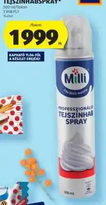 ALDI Milli tejszínhab spray ajánlat