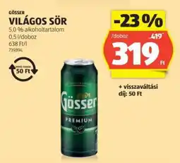 ALDI GÖSSER Világos sör ajánlat