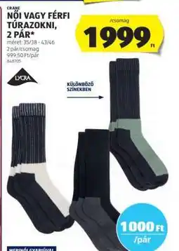 ALDI Női vagy férfi túrazokni, 2 pár ajánlat