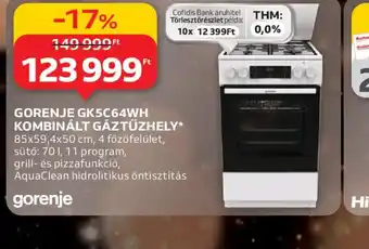 GORENJE GK5C64WH KOMBINÁLT GÁZTŰZHELY