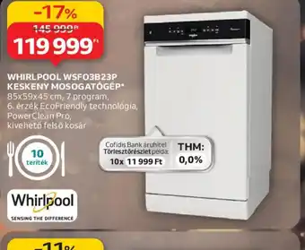 WHIRLPOOL WSFO3B23P KESKENY MOSOGATGÉP