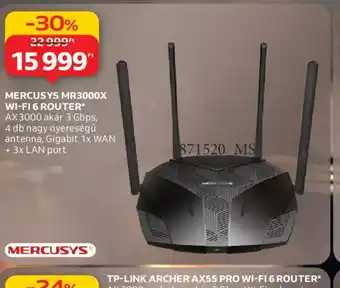 Auchan MERCUSYS MR3000X WI-FI 6 ROUTER ajánlat