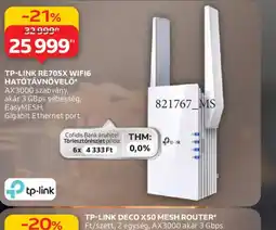 Auchan TP-LINK RE705X WIFI6 HATTÁVNÖVELŐ ajánlat