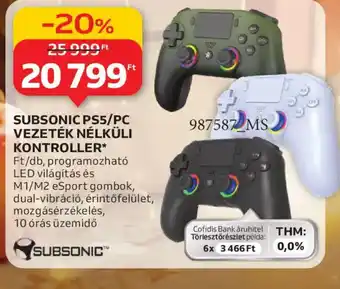 SUBSONIC PS5/PC VEZETÉK NÉLKÜLI KONTROLLER