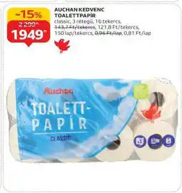 Auchan AUCHAN KEDVENC TOALETTPAPÍR ajánlat