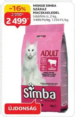 Auchan MONGE SIMBA SZÁRAZ MACSKAELEDEL ajánlat