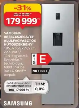 Auchan SAMSUNG RB34C652ESA/EF ALULFAGYASZTÓS HŰTŐSZEKRÉNY ajánlat