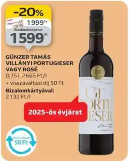 Auchan Günzer Tamás Villányi Portugieser vagy Rosé ajánlat