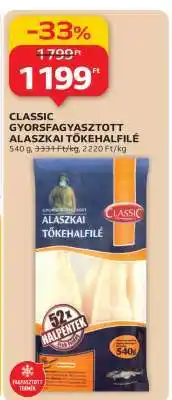Auchan CLASSIC GYORSFAGYASZTOTT ALASZKAI TŐKEHALFILÉ ajánlat