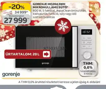 GORENJE MO20A3WH MIKROHULLÁMÚ SÜTŐ