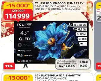 Auchan TCL 43P7K QLED GOOGLE SMART TV ajánlat