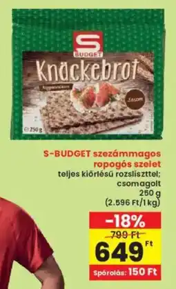 Interspar S-BUDGET szezámmagos ropogós szelet ajánlat