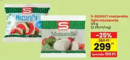 Interspar S-BUDGET mozzarella, light mozzarella ajánlat