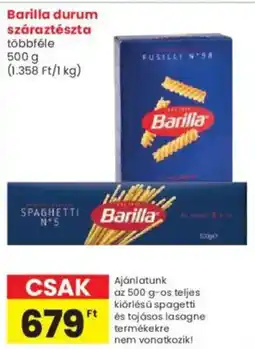 Interspar Barilla durum száraztészta ajánlat