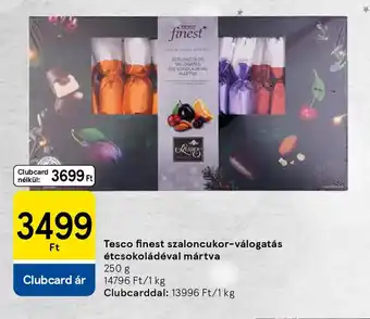 Tesco finest szaloncukor-válogatás étcsokoládéval mártva