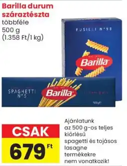 Spar Market Barilla durum száraztészta ajánlat