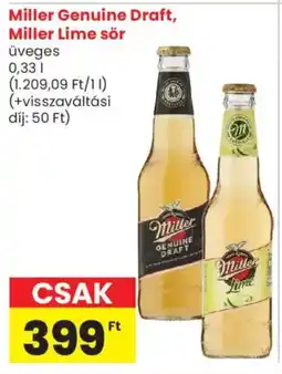 Spar Market Miller Genuine Draft, Miller Lime sör ajánlat
