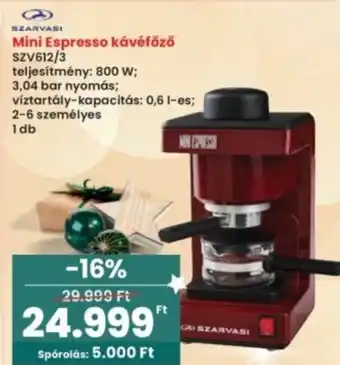 SZARVASI Mini Espresso kávéfőző SZV612/3