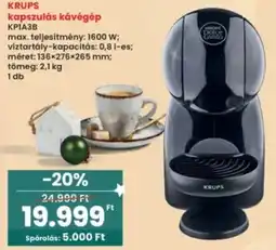 Interspar KRUPS kapszulás kávégép KP1A3B ajánlat