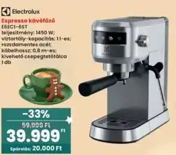 Interspar Electrolux Espresso kávéfőző E6EC1-6ST ajánlat