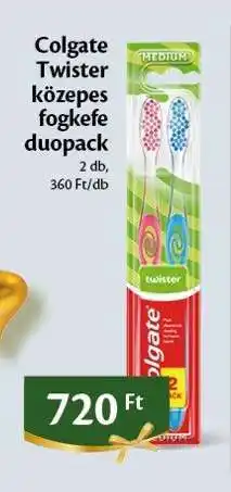 EcoFamily Colgate Twister közepes fogkefe duopack ajánlat