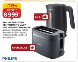 Auchan PHILIPS HD2510/90 Kenyérpirító vagy HD9314/90 Vízforraló ajánlat