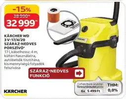 Auchan KÄRCHER WD 3 V-17/4/20 SZÁRAZ-NEDVES PORSZÍVÓ ajánlat