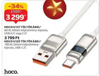 Auchan HOCO U137 TÖLTŐKÁBEL ajánlat