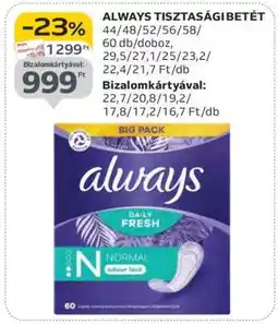 Auchan Always tisztasági betét ajánlat