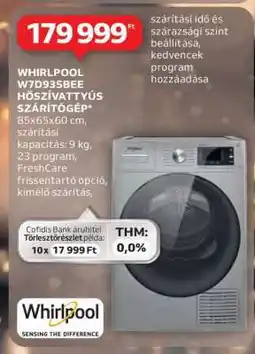 Auchan WHIRLPOOL W7D93SBEE HŐSZIVATTYÚS SZÁRÍTÓGÉP ajánlat