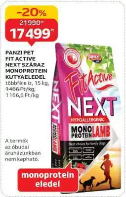 Auchan PANZI PET FIT ACTIVE NEXT SZÁRAZ MONOPROTEIN KUTYAELŐDEL ajánlat