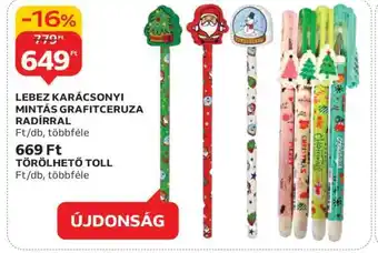 Auchan LEBEZ KARÁCSONYI MINTÁS GRAFITCERUZA RADÍRRAL ajánlat