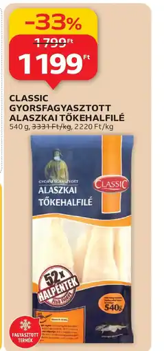 Auchan CLASSIC GYORSFAGYASZTOTT ALASZKAI TŐKEHALFÉLÉ ajánlat