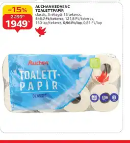 Auchan AUCHAN KEDVENC TOALETTPAPÍR ajánlat