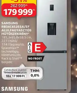 Auchan SAMSUNG RB34C652ESA/EF ALULFAGYASZTS HŰTŐSZEKRÉNY ajánlat