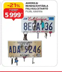 Auchan AMERIKAI RENDSZÁMTÁBLA FALI KULCSTART ajánlat