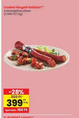 Spar Csabai lángolt kolbász ajánlat