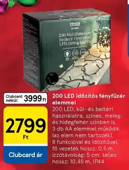 Tesco 200 LED időzítős fényfüzér elemmel ajánlat