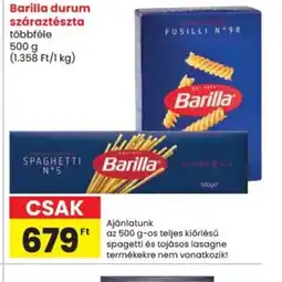 Spar Barilla durum száraztészta ajánlat