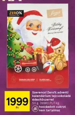 Tesco Szerencsi Zero% adventi kalendárium tejcsokoládé édesítőszerrel ajánlat