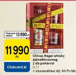 Tesco Chivas Regal whisky ajándékcsomag 2 db pohárral ajánlat