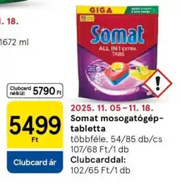 Tesco Somat Mosogatógép Tabletta ajánlat