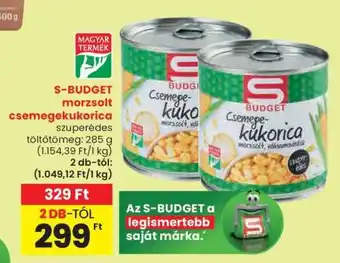 Spar S-BUDGET morzsolt csemegekukorica ajánlat