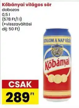 Spar KŐBÁNYAI Világos sör ajánlat