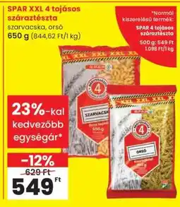Spar SPAR XXL 4 tojásos száraztészta ajánlat