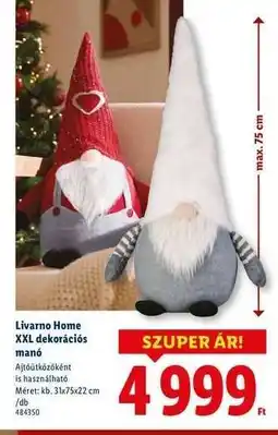 Lidl LIVARNO HOME XXL dekorációs manó ajánlat