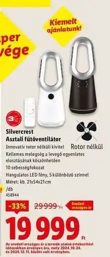 Lidl SILVERCREST Asztali fűtőventilátor ajánlat