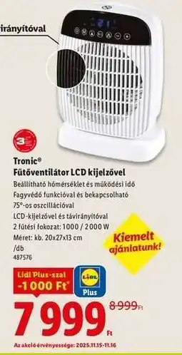 Lidl Tronic Fűtőventilátor LCD kijelzővel ajánlat
